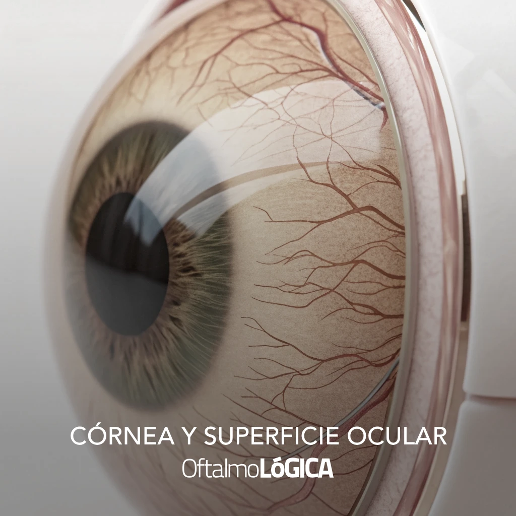 Imagen médica de la córnea mostrando las capas y patologías como queratocono e infecciones @ Oftalmológica - Centro Oftalmológico Integral, Santo Domingo, República Dominicana